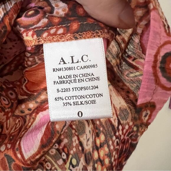 A.L.C. Grace Silk Blend Blouse in Sorbet Paisley - Picture 4 of 5